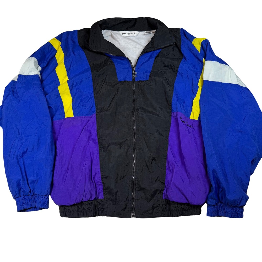 Vintage Pierre Cardin Colorblock Windbreaker Jacket Mens Large Blue Purple 90s
